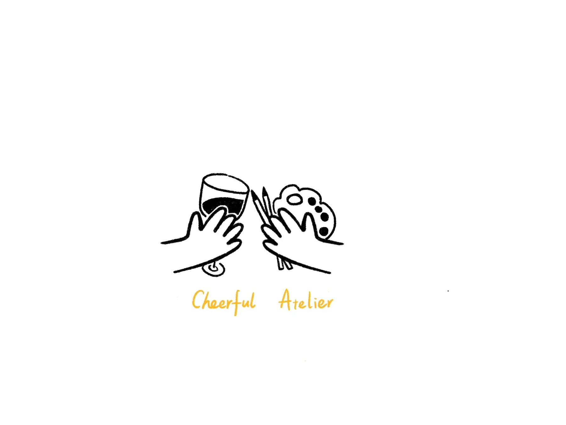 手掌、花朵与Cheerful Atelier标志