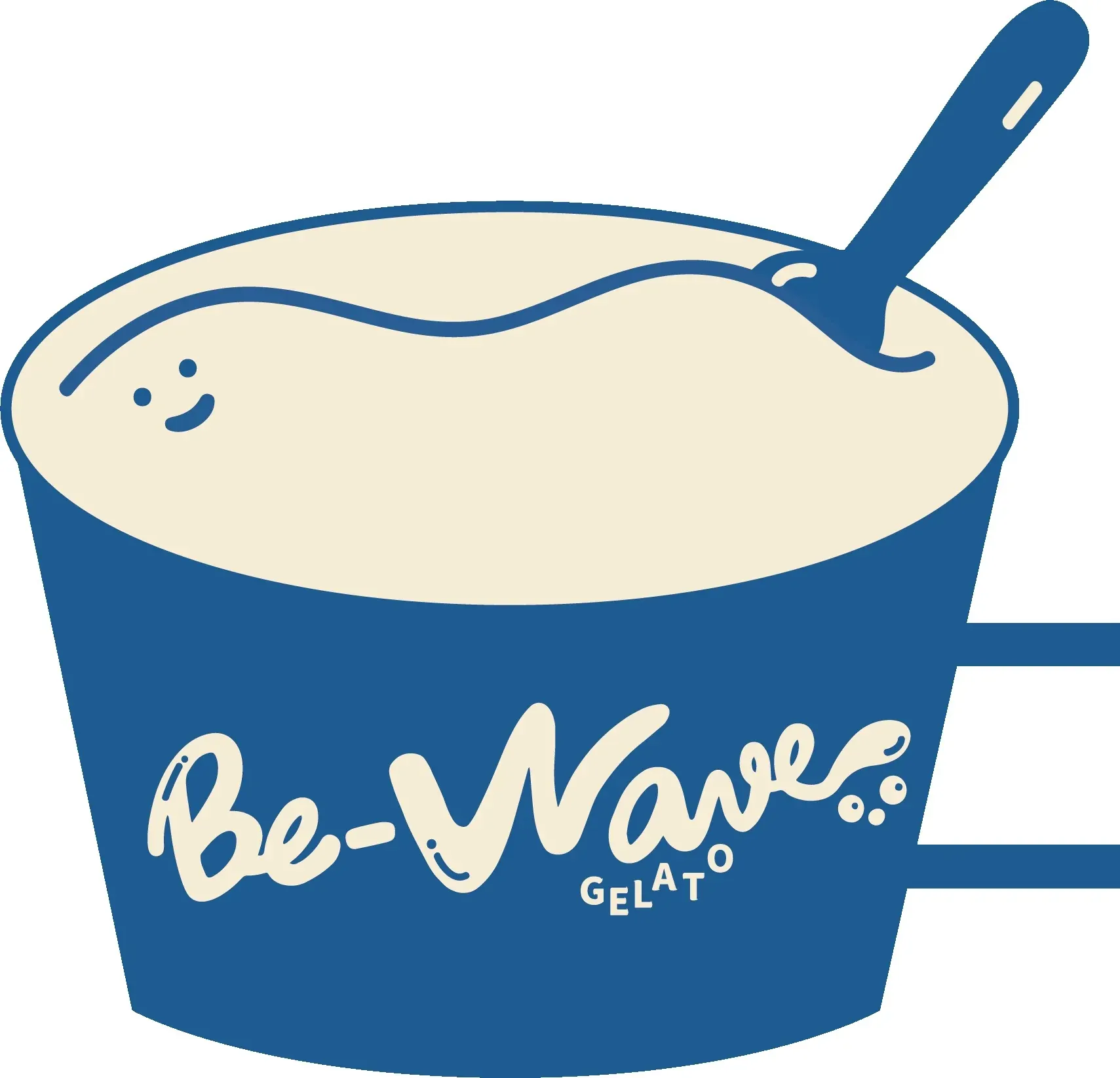 Blue Be-Wave gelato cup and spoon character