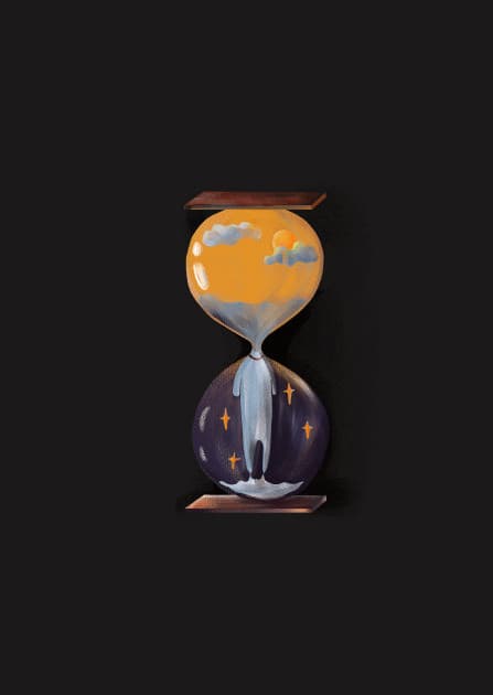 黑夜中的人物沙漏