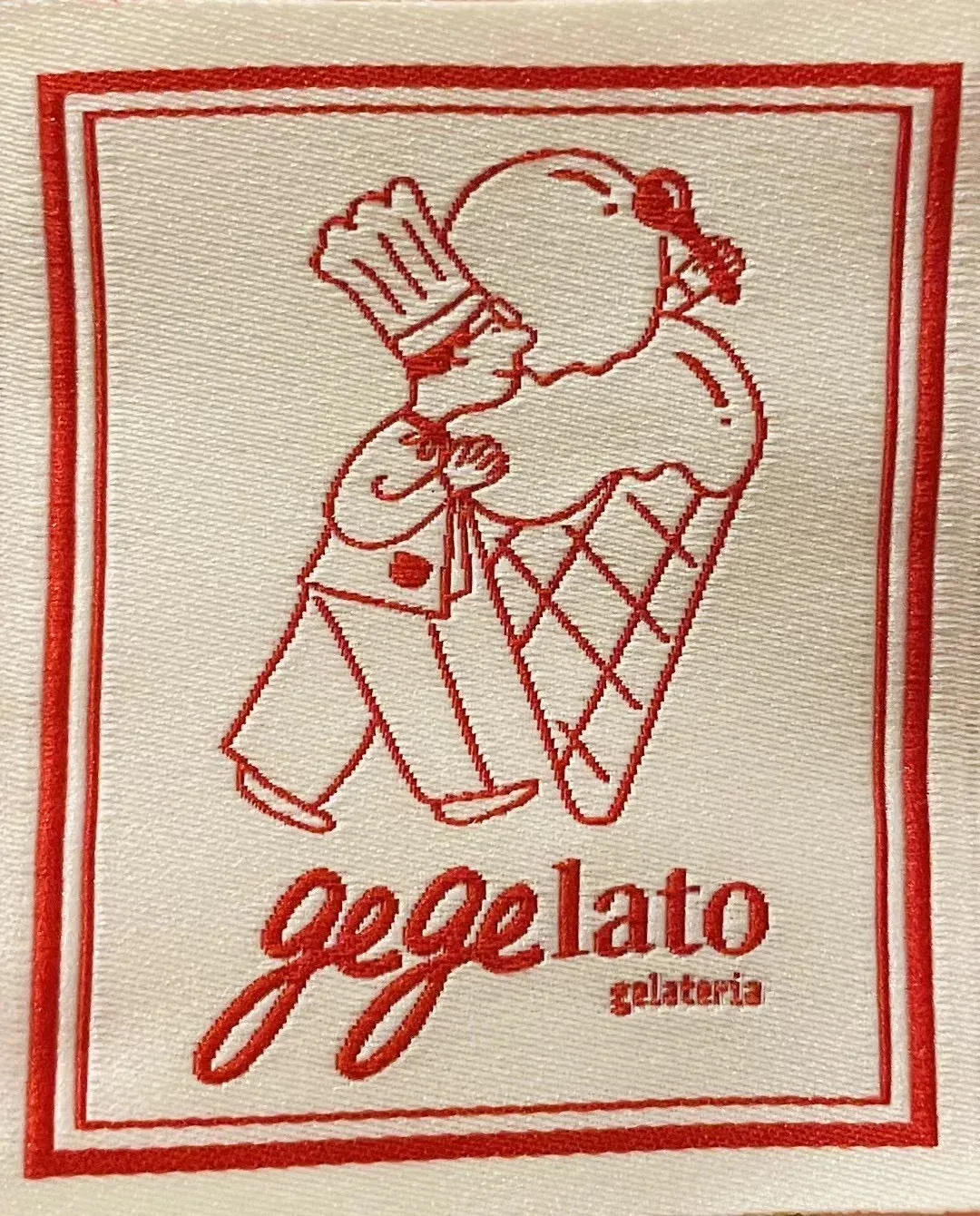 Gegelato厨师冰淇淋角色刺绣标牌